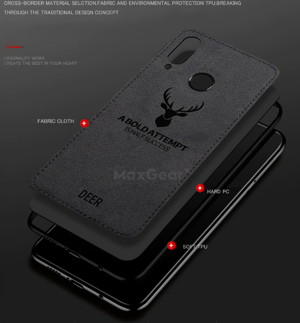 Huawei Nova 3i Leather Pattern Fabric Cover - Black