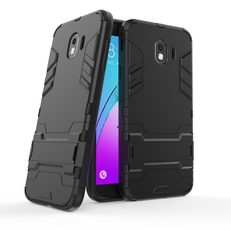Samsung Galaxy J4 2018 Shockproof Hybrid Kickstand Back Case Cover - Black