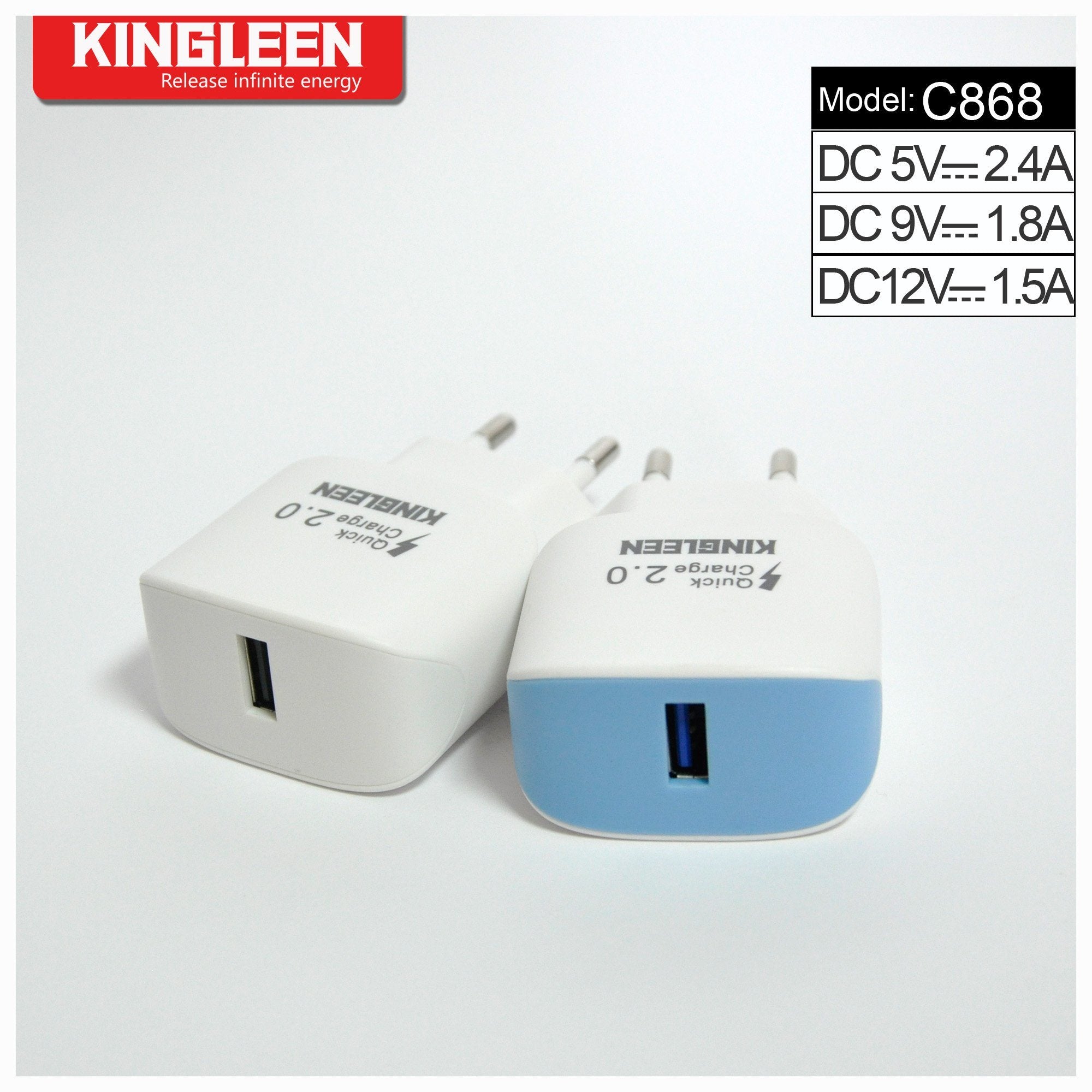 Kingleen Quick Charger 2.0 Single Port Charger Model C868