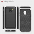 Samsung Galaxy J6 2018 Shockproof Carbon Fiber Rubber Back Cover - Black