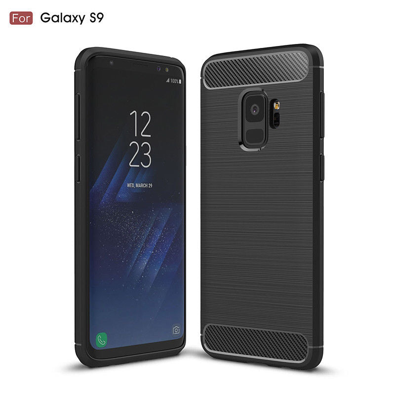 Samsung Galaxy S9 Shockproof Carbon Fiber Rubber Back Cover