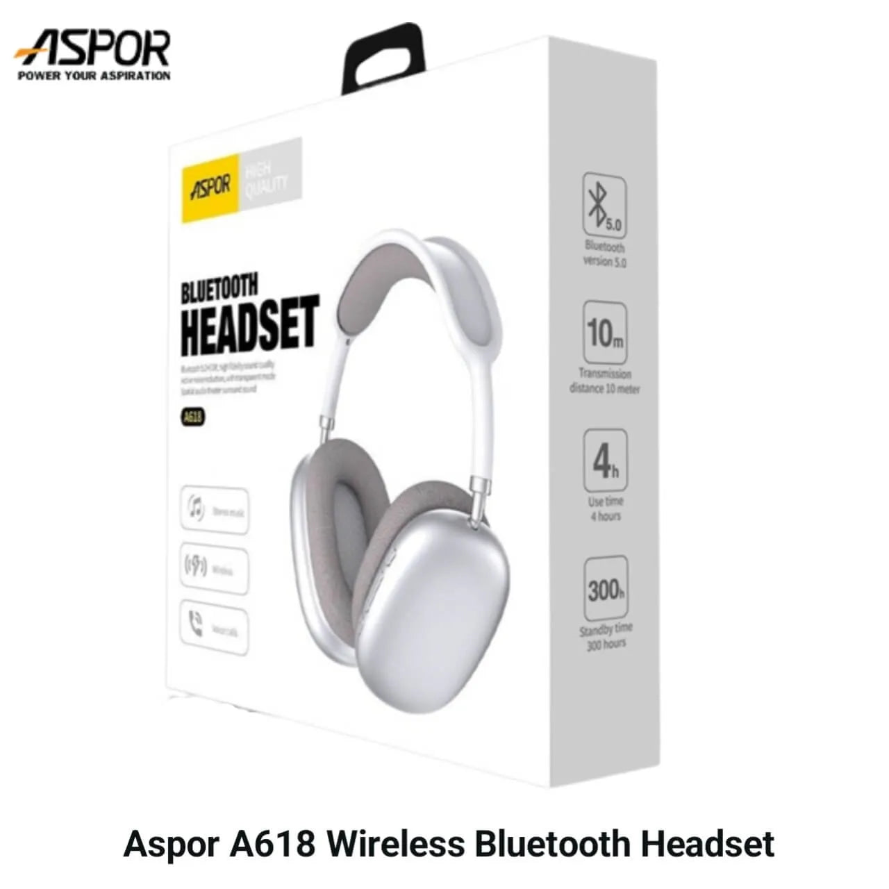 ASPOR A618 3D Sound Wireless Bluetooth 5.1 Headset with 20H Battery