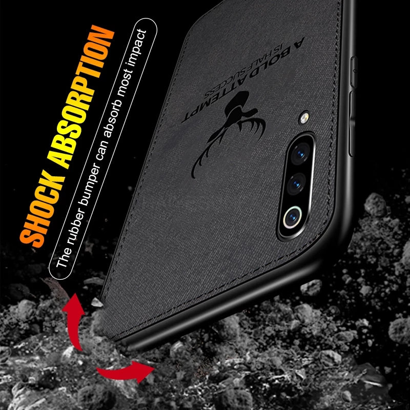 Samsung A50 Premium Leather Pattern Soft Fabric Cover - Black