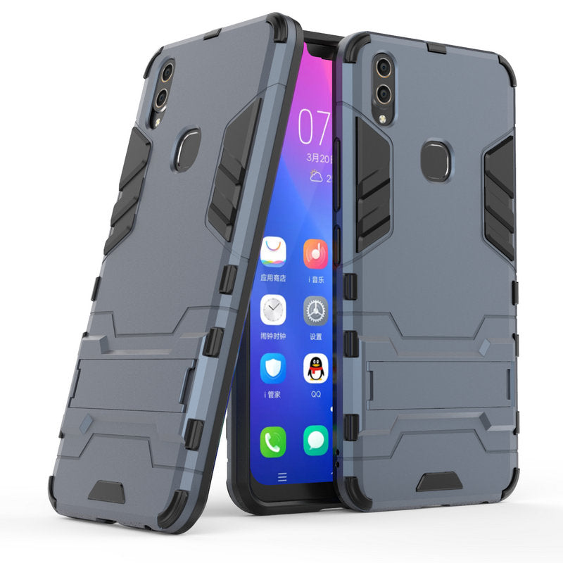 Vivo V9 Shockproof Hybird Kickstand Back Case Cover - Blue