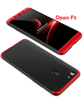 Oppo F5 Shockproof 3 in 1 Full Body 360 Protection Case Cover - Black & Red