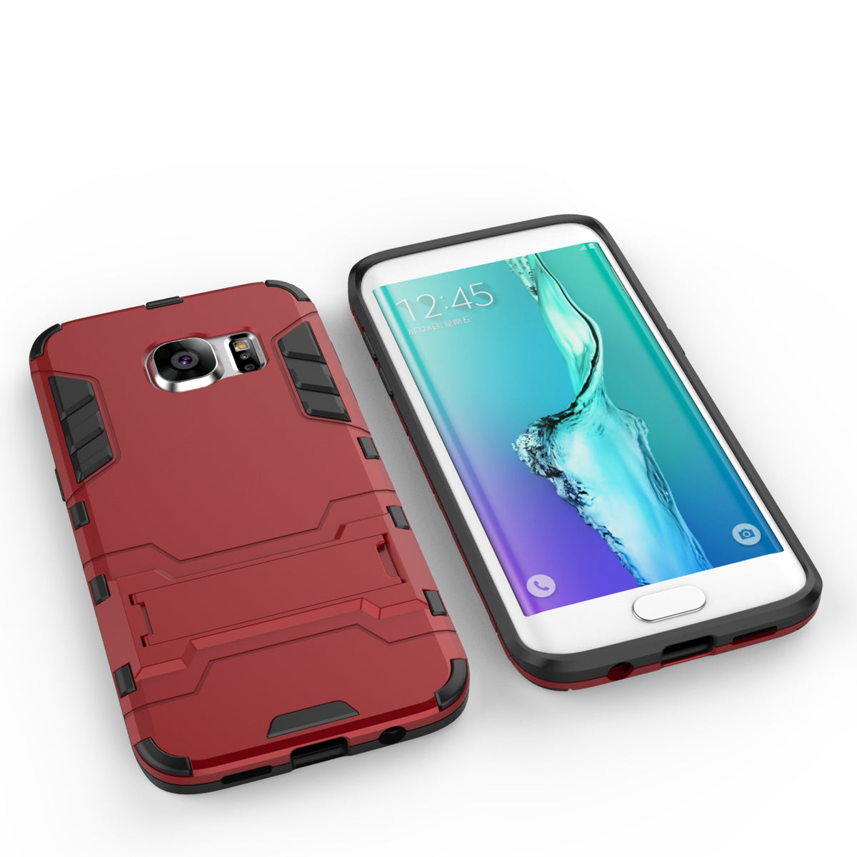 Samsung Galaxy S7 Edge Shockproof Hybrid Kickstand Back Case Cover - Black