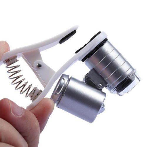60X Zoom Mobile Phone Camera Optical LED UV Clip Magnifier Microscope Micro Lens