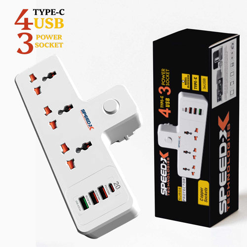 304PUC Speed-X Premium Portable Power Strip 3 Socket+3 USB+1 TYPE-C Port