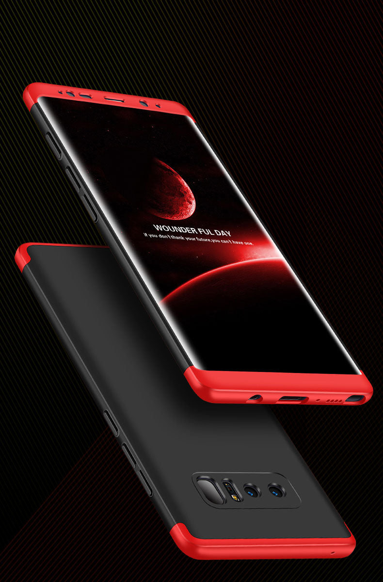 Samsung Galaxy Note 8 Shockproof 3 in 1 Full Body 360 Protection Case Cover - Black & Red
