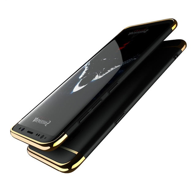 Samsung Galaxy S8 Plus Hard PC Electroplating 3 in 1 Back Cover - Black & Gold