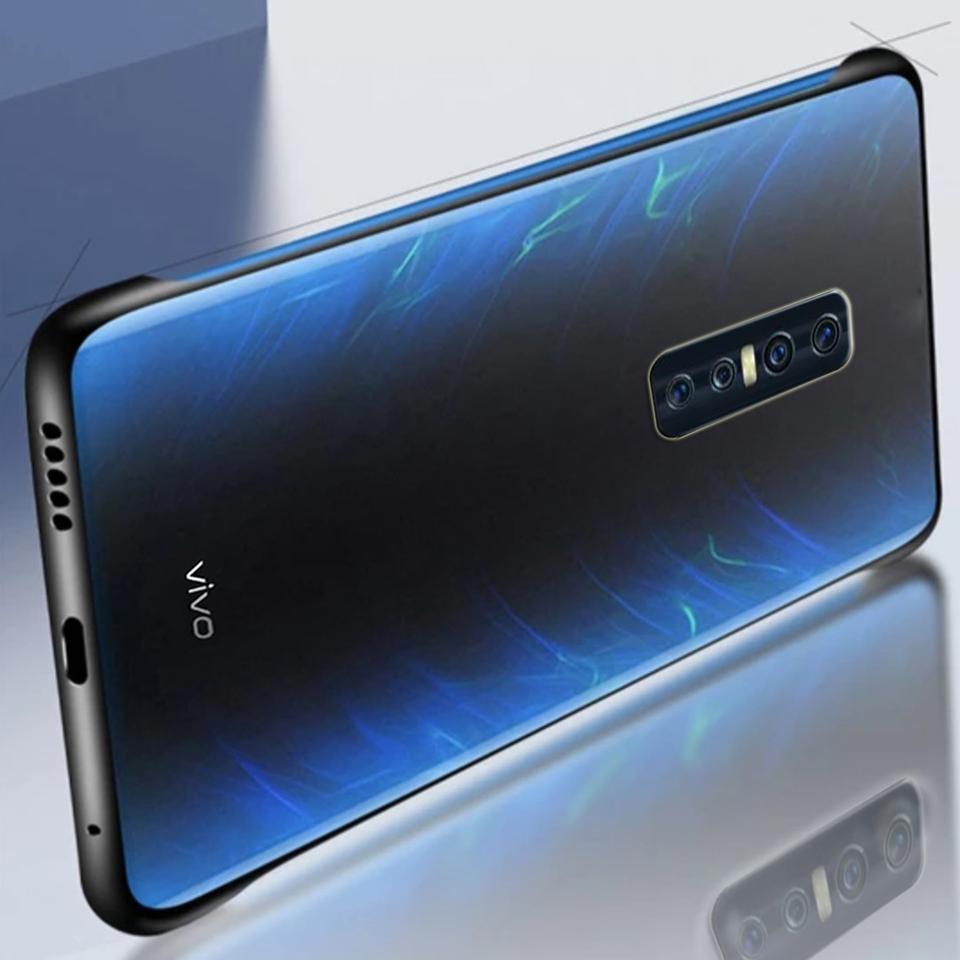 Vivo V17 Pro Cover Luxury Transparent Frameless Matt Back Cover with Finger Ring