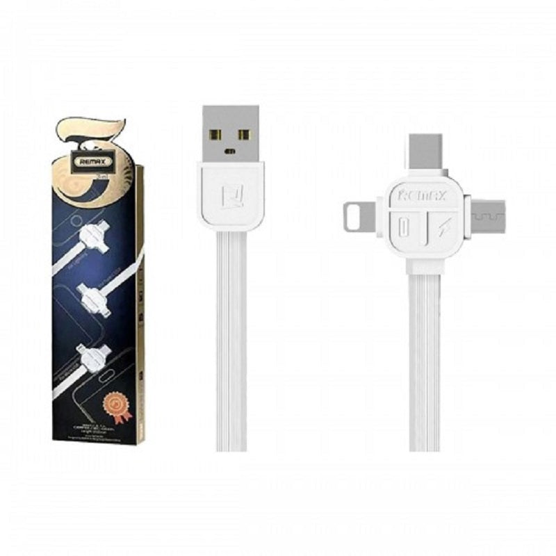 Remax Lesu 3in1 Charging & Data Cable For iPhone,Type-C Android RC-066th - White