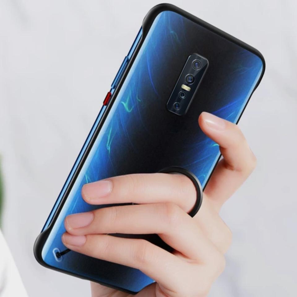 Vivo V17 Pro Cover Luxury Transparent Frameless Matt Back Cover with Finger Ring