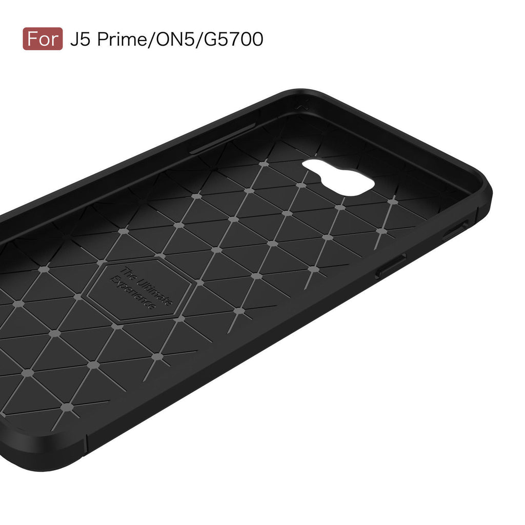 Shockproof Carbon Fiber Brushed Rubber TPU Case Cover for Samsung Galaxy J5 Prime
