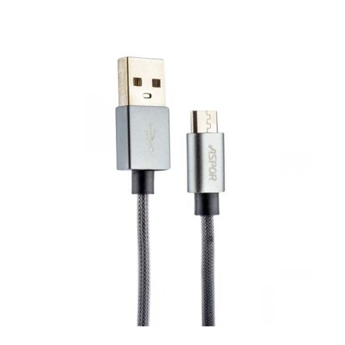 Aspor A127 Nylon 2000mm Micro USB Data Cable - Grey