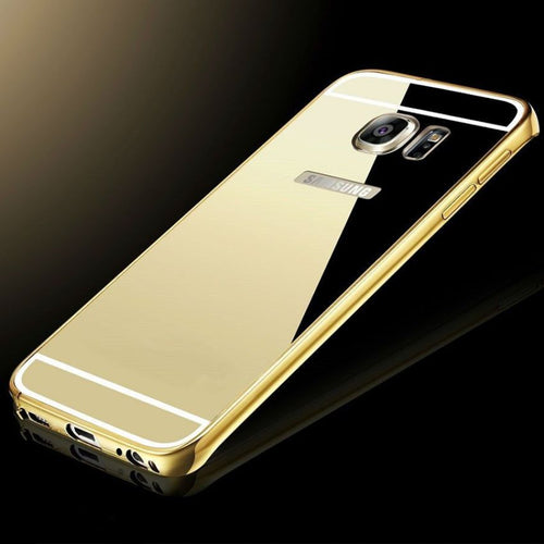 Aluminum Metal Bumper PC Mirror Back Skin Case Cover For Samsung Galaxy S6 Edge