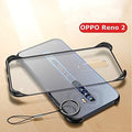 Oppo Reno 2 Transparent Frameless Matte Back Cover with Finger Ring