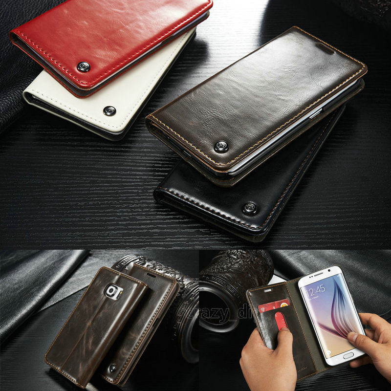 Luxury Leather Magnet Wallet Cover Case for Samsung Galaxy Note Edge