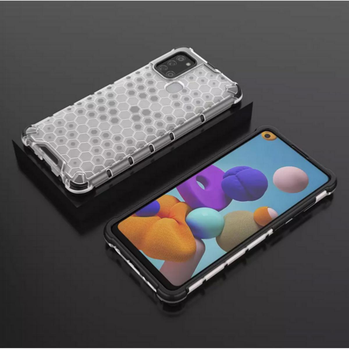 Samsung A21s Cover Shockproof Armor Corner Protection Honeycomb Pattern Transparent Back Case
