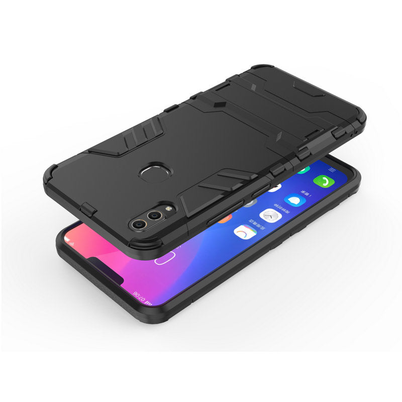 Vivo V9 Shockproof Hybird Kickstand Back Case Cover - Black