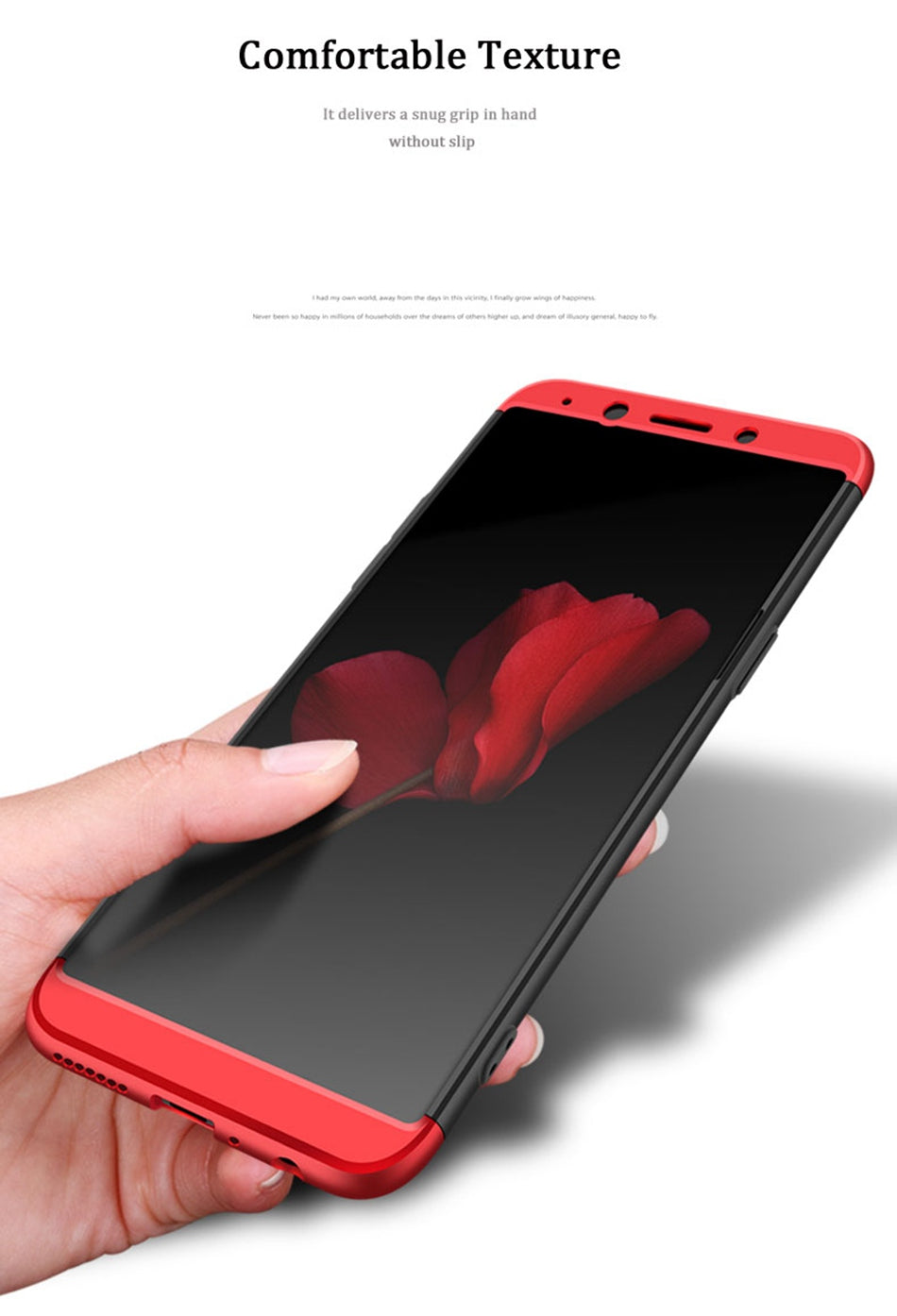 Oppo F7 Shockproof 3 in 1 Full Body 360 Protection Case Cover - Black & Red