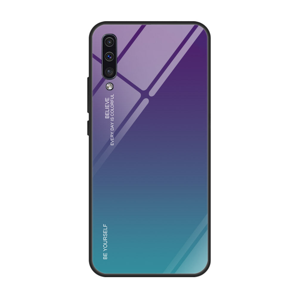 Samsung A50 Cover Shockproof 9D Tempered Glass Gradient Back Cover