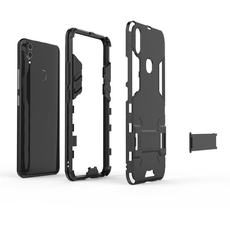 Vivo V9 Shockproof Hybird Kickstand Back Case Cover - Black