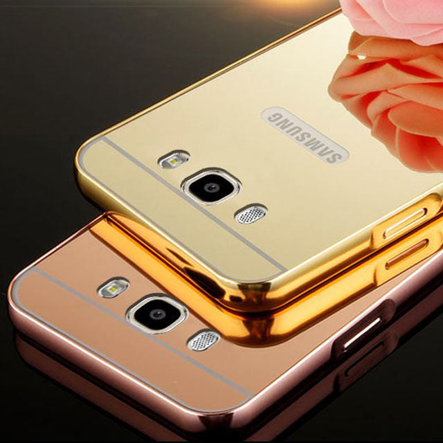 Samsung Galaxy J7 2016 Metal Bumper Mirror Back Case Cover