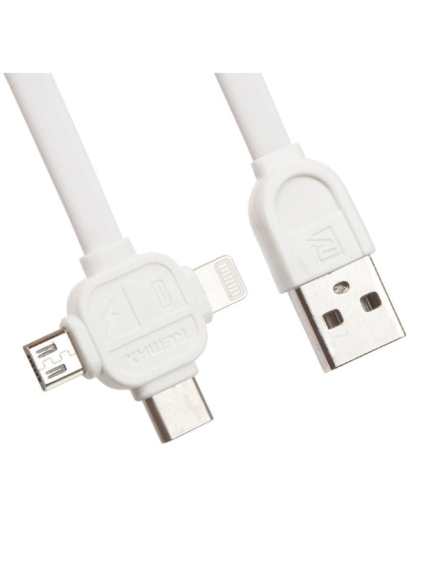 Remax Lesu 3in1 Charging & Data Cable For iPhone,Type-C Android RC-066th - White