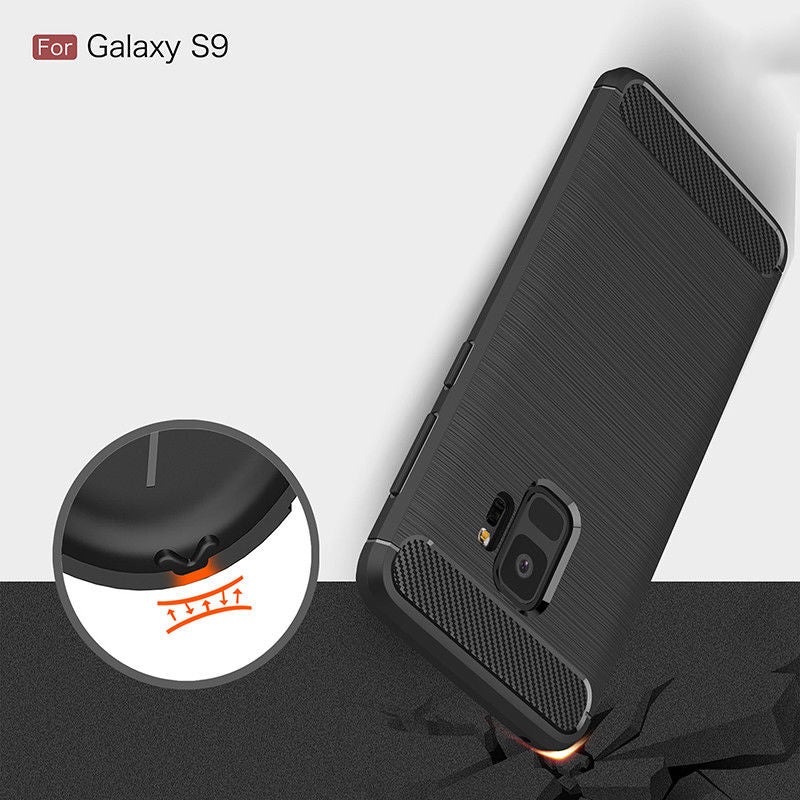 Samsung Galaxy S9 Shockproof Carbon Fiber Rubber Back Cover