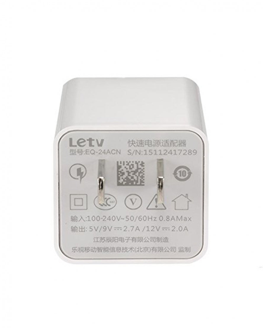Letv Fast Wall Charger Adapter 24W Single Port 5V/9V - 2.7A /12V - 2.0A - White