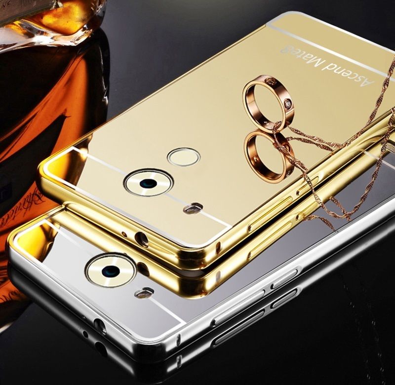 Aluminum Metal Bumper Mirror Back Skin Case Cover For Huawei Mate 8