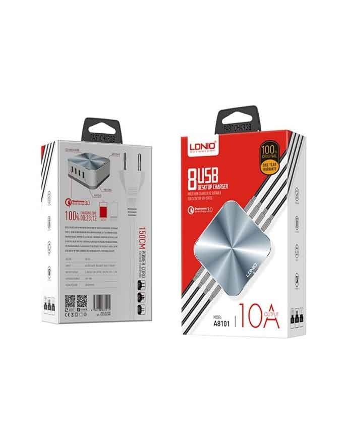 LDNIO A8101 QC3.0 50W 8 Ports Desktop Charger