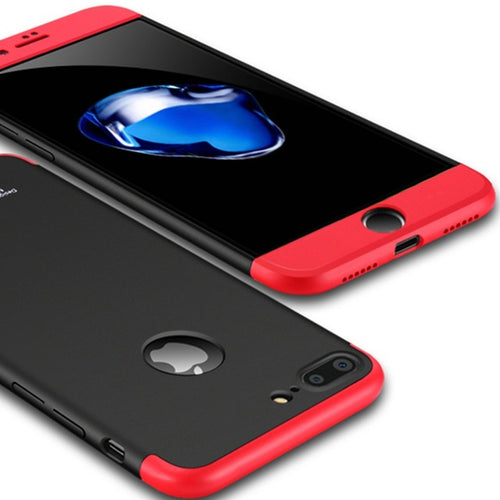 Apple iPhone 7 Plus Shockproof 3 in 1 Full Body 360 Protection Case Cover - Black & Red