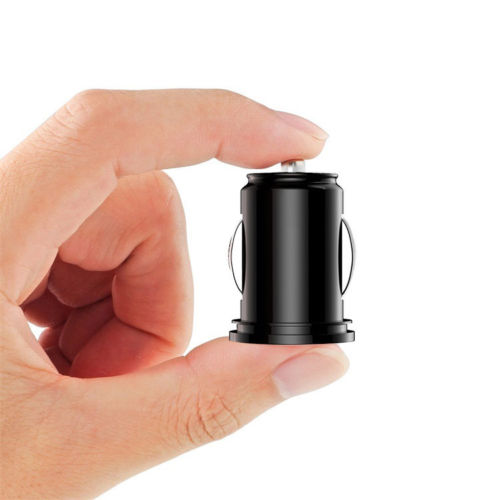 Dual 2 Port USB Mini Car Charger Adapter for Mobile Phone Black 12V Power 