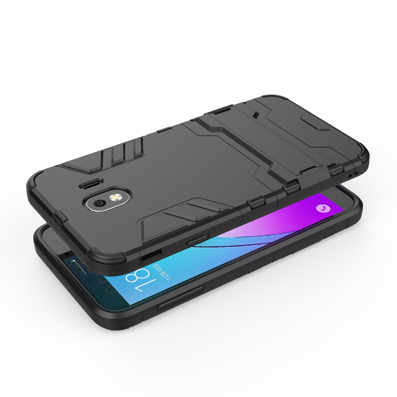 Samsung Galaxy J4 2018 Shockproof Hybrid Kickstand Back Case Cover - Black
