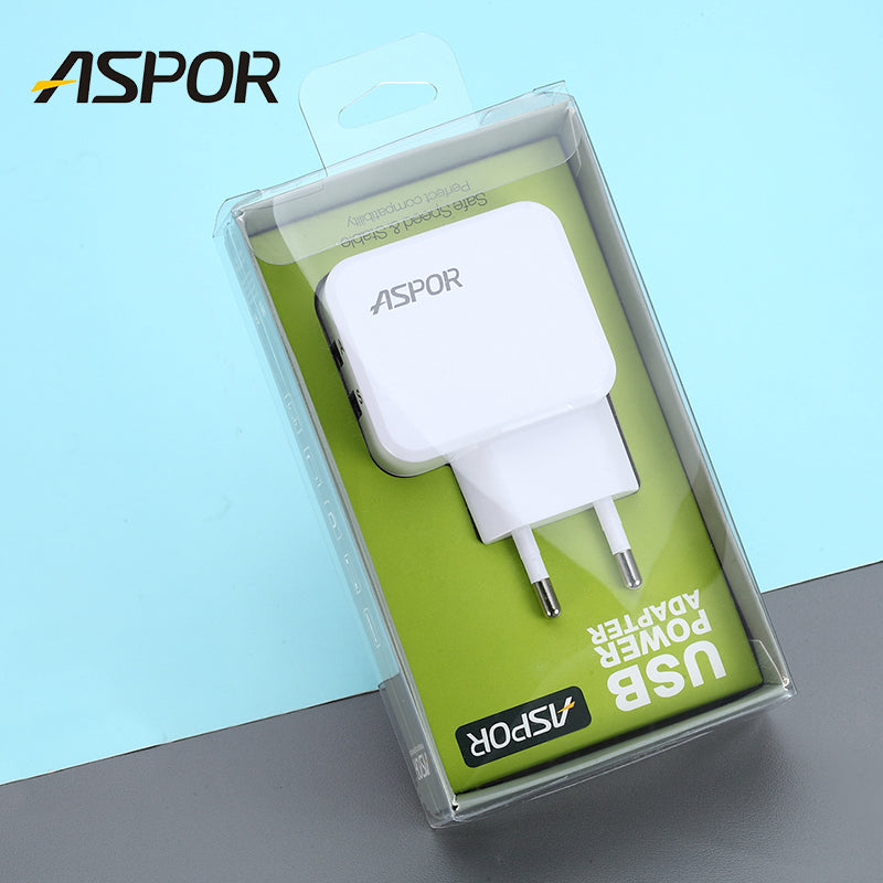 Aspor 3.4A Power Adapter Dedicated iOS / Android Dual Port Charger 5V - A858