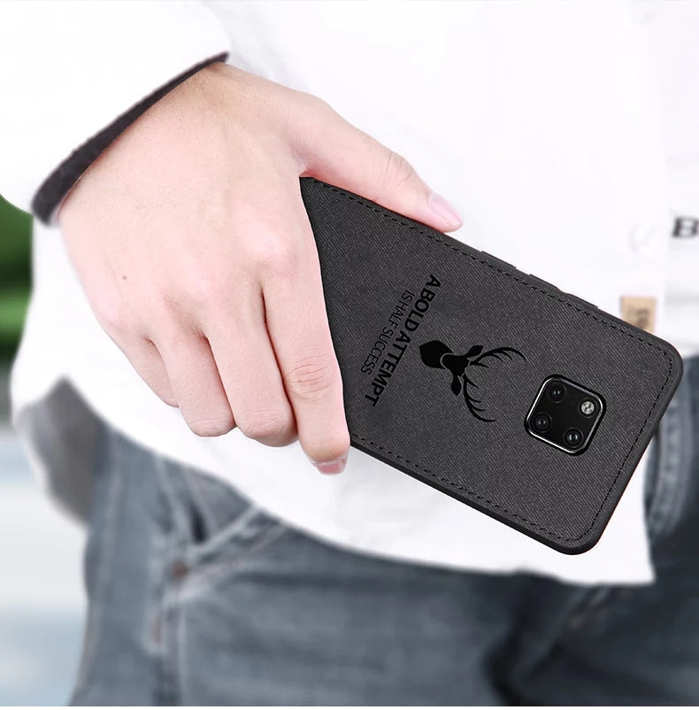 Huawei Mate 20 Pro Cover Premium Quality Soft Fabric Clothe Texture Cover