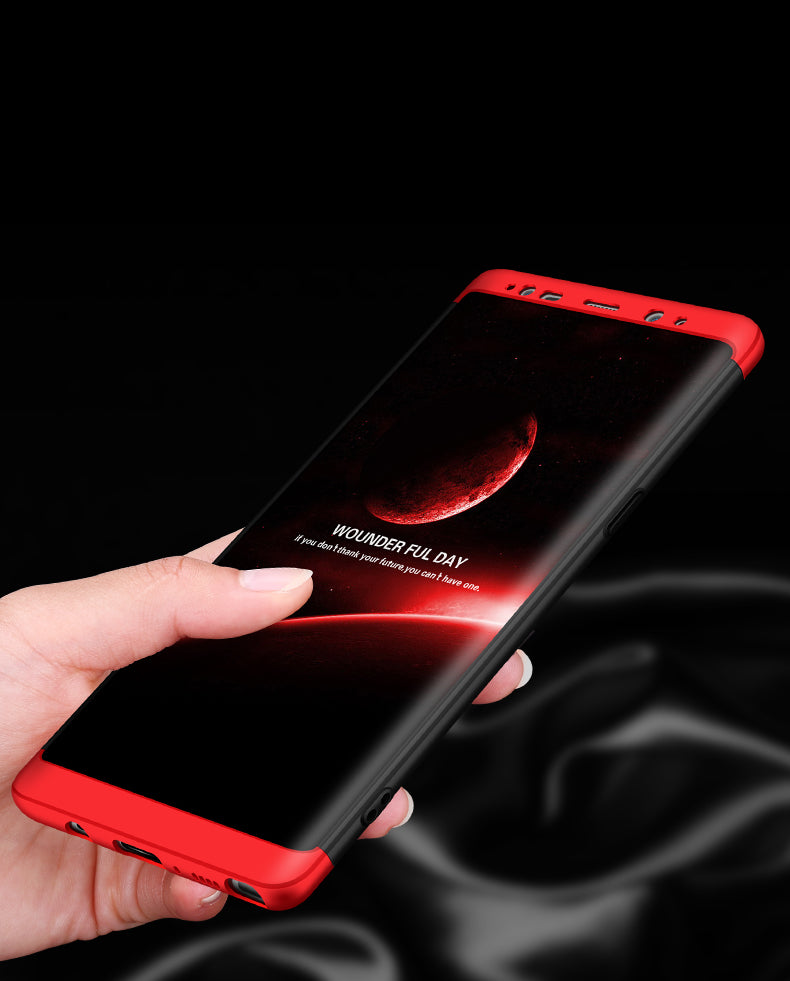 Samsung Galaxy Note 8 Shockproof 3 in 1 Full Body 360 Protection Case Cover - Black & Red