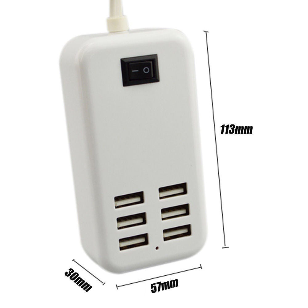 6 Port USB Desktop Multi-Function Fast Wall Charger AC Power Adapter
