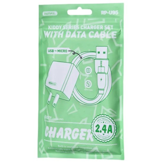 REMAX RP-U95 2.4A EU Charger Kiddy Series Charger Set with Micro USB Cable