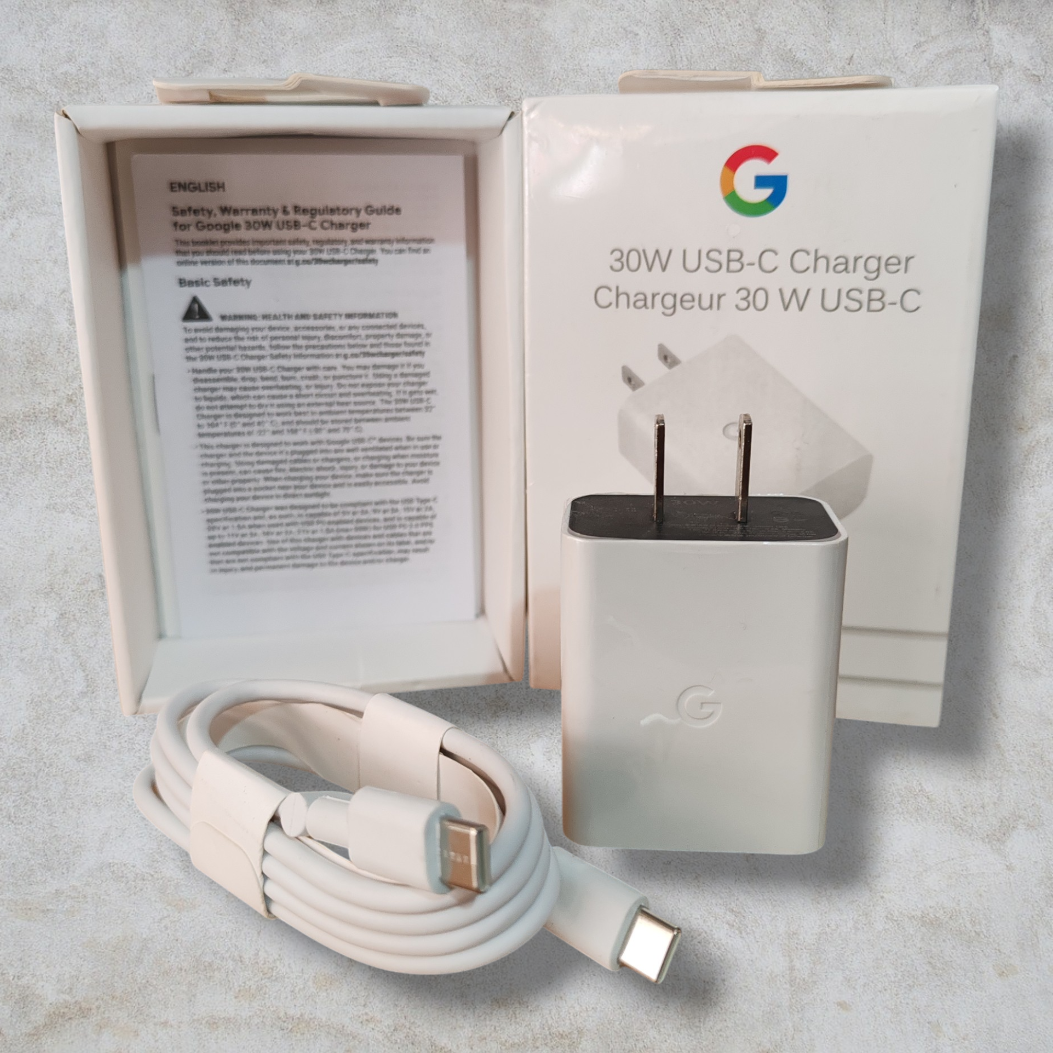 Google Pixel 30W Type C Charger with Type C to C Cable