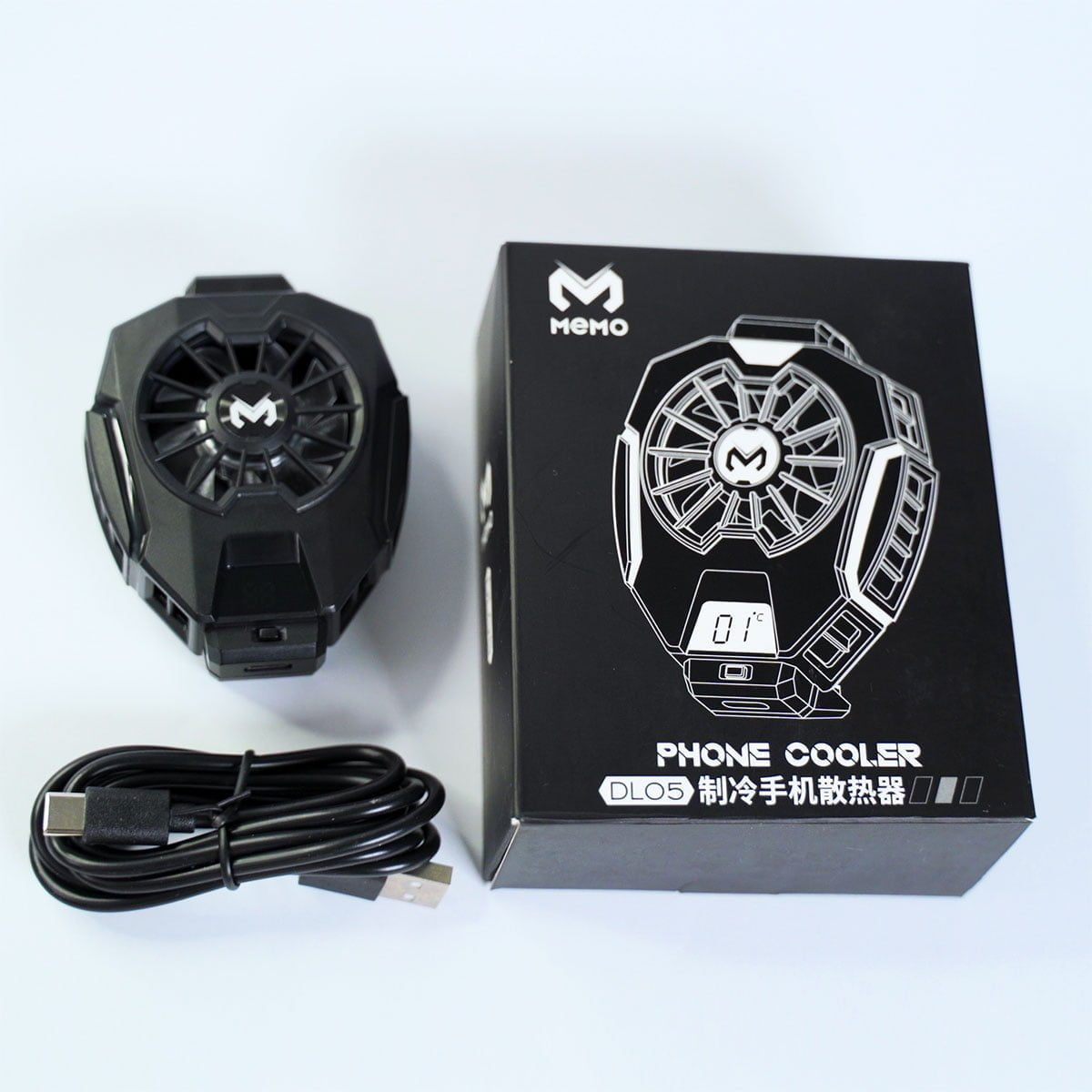 MEMO DL05 Mobile Phone Cooling Fan RGB Gaming Cooler with Temperature Display