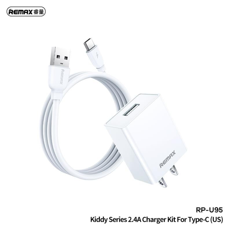 REMAX RP-U95 2.4A EU Charger Kiddy Series Charger Set with Type C Cable
